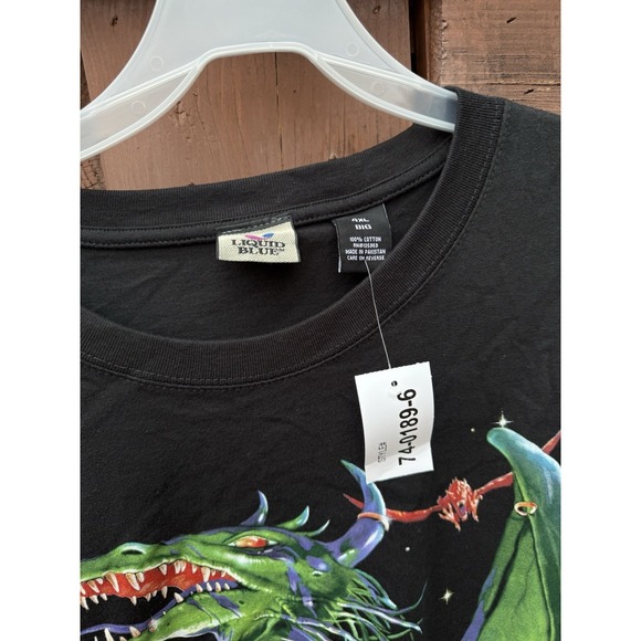 Green Fight and Red Dragons Fantasy T-Shirt Liquid Blue NEW 4X - Picture 2 of 6